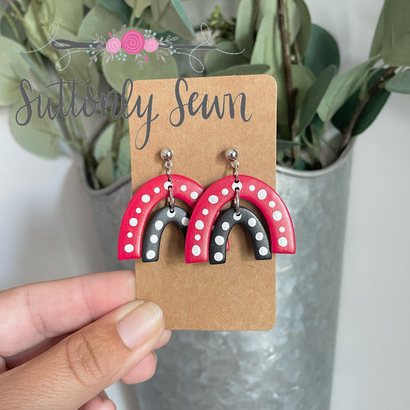 Black and Red Arch Earrings