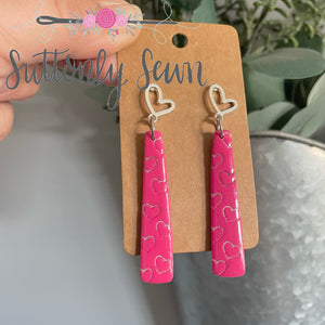 Hot Pink Heart Pillar Earrings