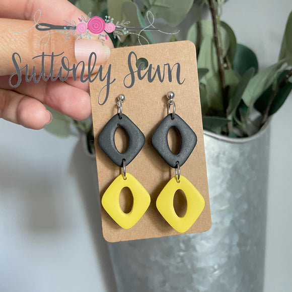 Yellow and Black Dangle Earrings