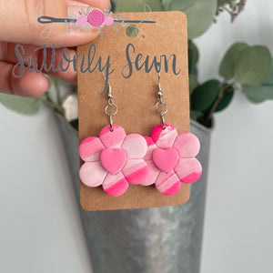 Tie Dye Flower Heart Dangle