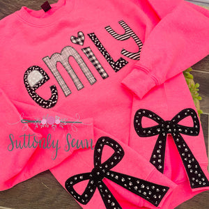 Applique Sweatshirt Name with Bows