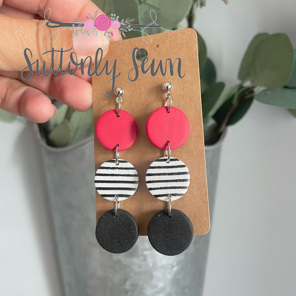 Red and Black Team Earrings