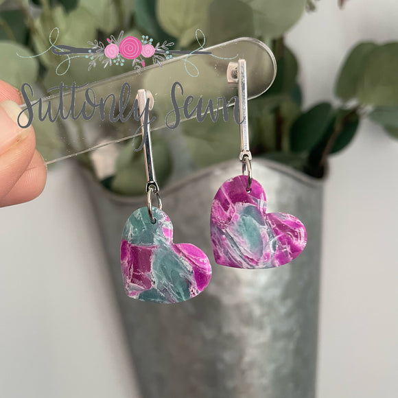 Marble Heart Dangles