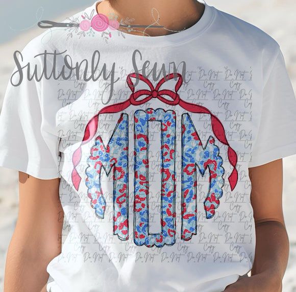 Adult Patriotic Monogram Bow