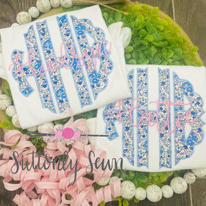 Blue Floral Monogram