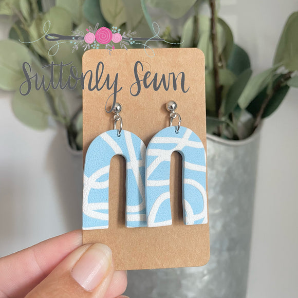 Light Blue and White Arch Earrings