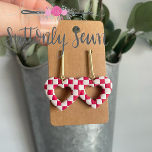 Red and White Checkered Drop Heart