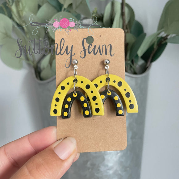 Yellow and Black Arch Earrings