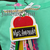 Apple tag with ribbon