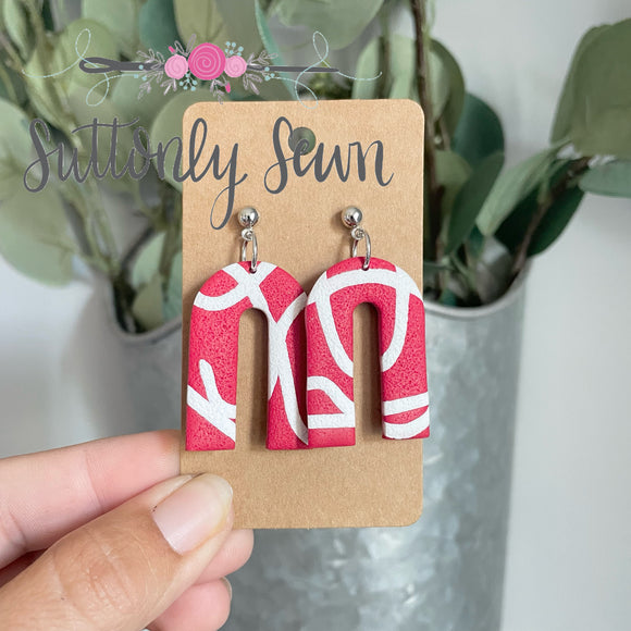 Red and White Arch Earrings