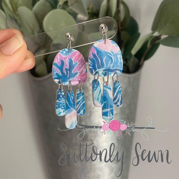 Blue Purple Statement Earrings