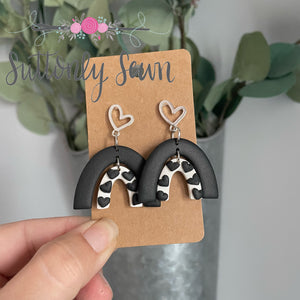 Black Heart Rainbow Earrings