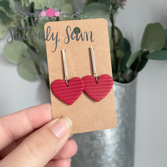 Red Drop Heart Earrings