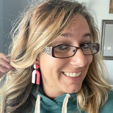 Red White Split Rainbow Earrings