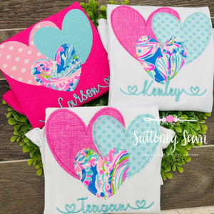 ADULT Triple Heart with Lilly Pulitzer Fabric