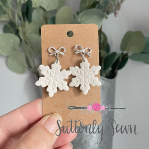 White Snowflake Earrings