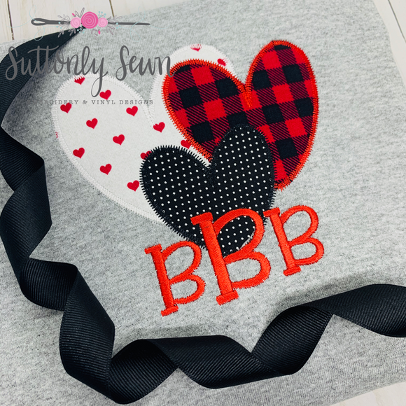 Adult Triple Heart Monogram shirt