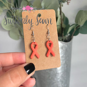 Orange Awareness Ribbon Clay Earrings