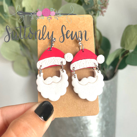 Red Santa Clay Earrings