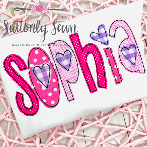 Valentine Girl Applique Name