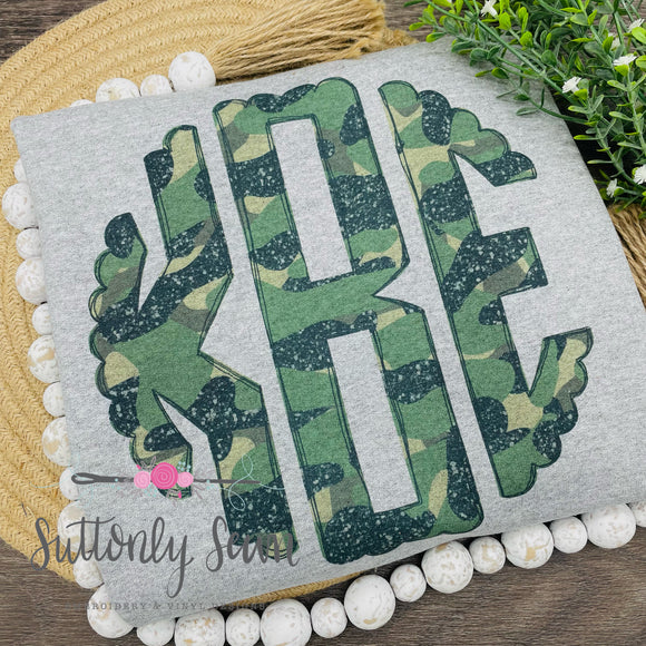 Camo Monogram Sweatshirt- screen print