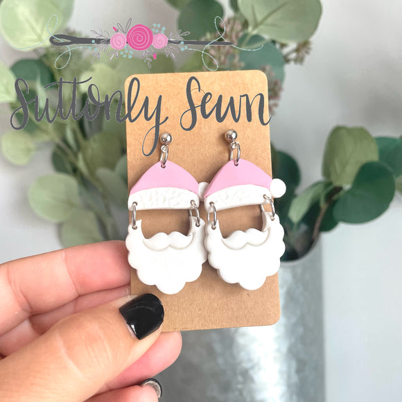 Pink Santa Earrings