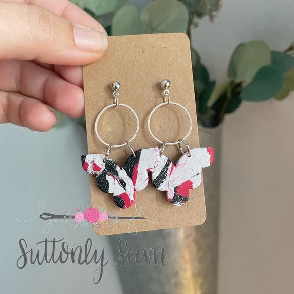 Red, Black, and White Earrings