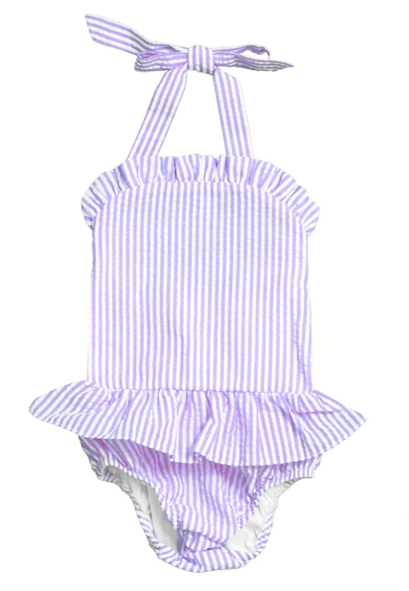 Monogrammed One Piece Seersucker Swimsuit