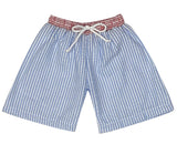 Monogrammed Seersucker Swim Trunks