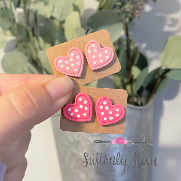 Polka dot Heart Studs