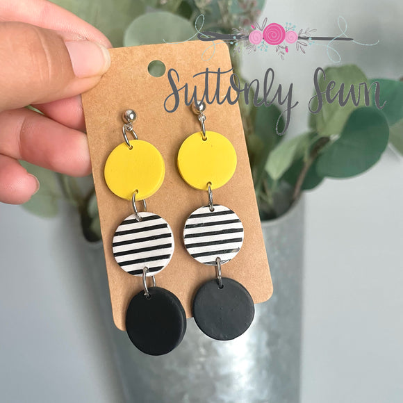 Yellow Black team Earrings