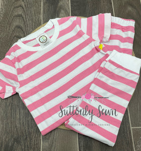 Pink and White Stripe PJs