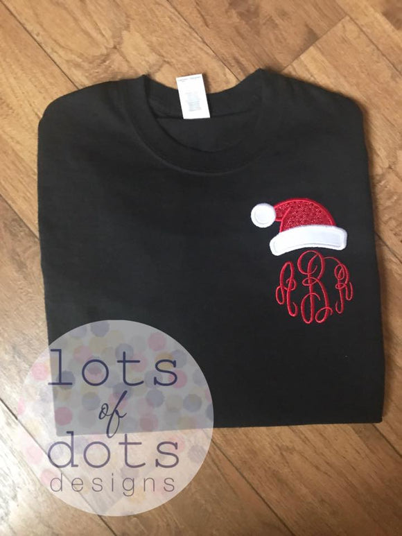 Santa Hat Monogram- (Pocket area)